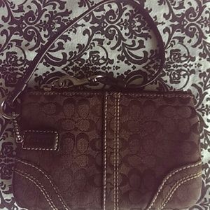 Brown Authentic Coach Wristlet