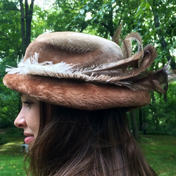 Rare Antique Feathered Camel Felted Hat - Picture 2 of 4