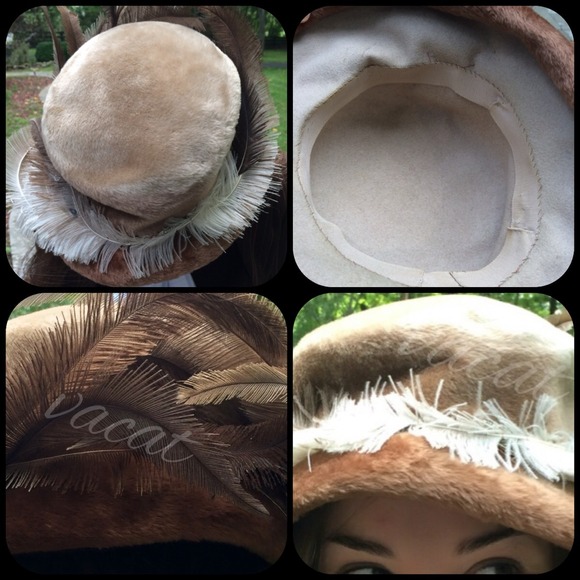 Rare Antique Feathered Camel Felted Hat - Picture 4 of 4