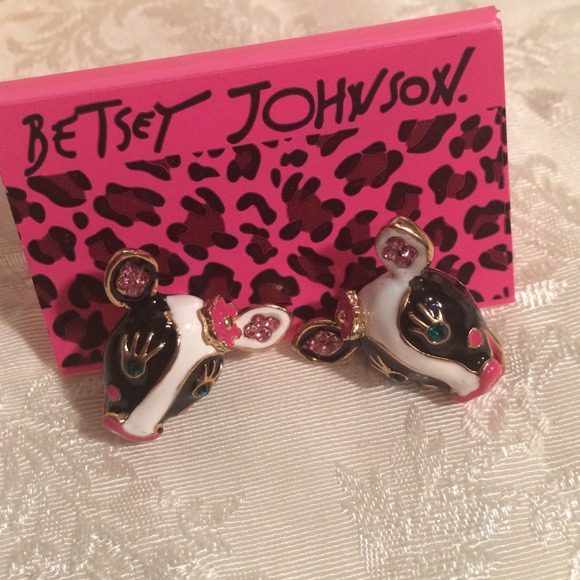 Betsey johnson Lady Luck cow stud earrings