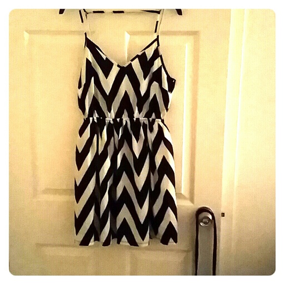 Flirty and fun black and white chevron dress
