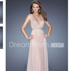 Chiffon champagne colored prom dress size 4