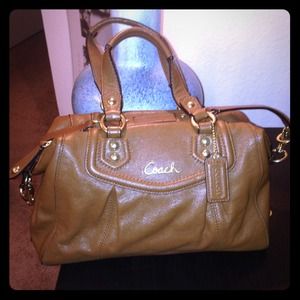 COACH Ashley leather satchel handbag Walnut