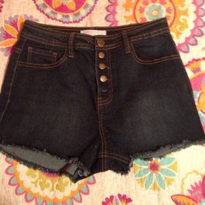 High wasted dark wash shorts