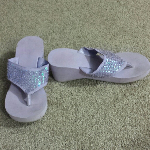Purple flip flops