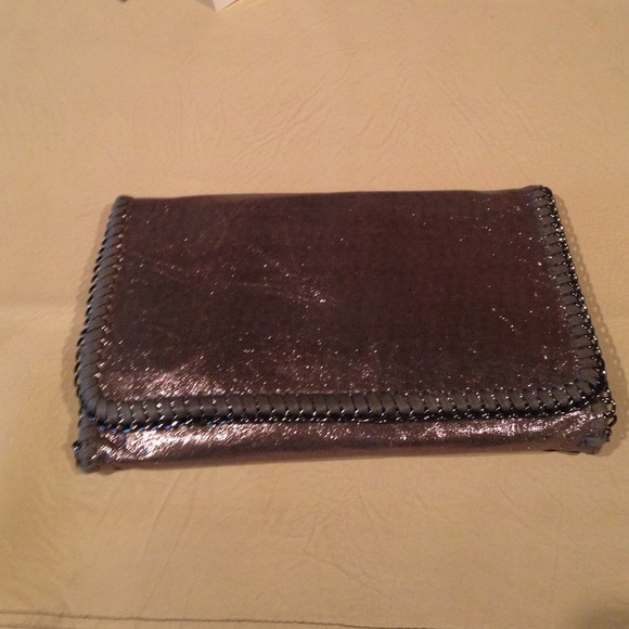 NWT stella mccartney style clutch. Silver metallic
