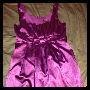 Purple, shiny dress