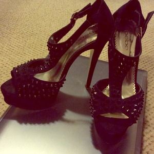 Bebe stud black heels