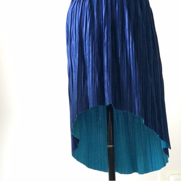 Dresses & Skirts - Reversible Blue Pleated High-Low Skirt