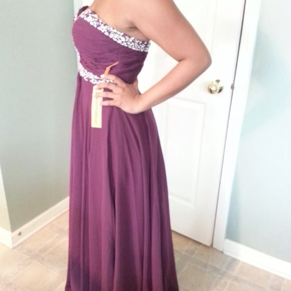 Grape Sweetheart Jeweled Formal Dress - Picture 2 of 4