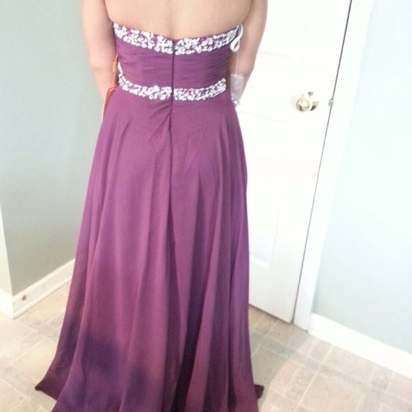 Grape Sweetheart Jeweled Formal Dress - Picture 3 of 4