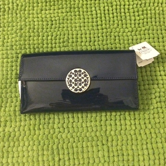 COACH Alexandria Blue Patent Slim Wallet