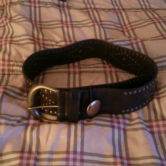 Brown and gold leather belt