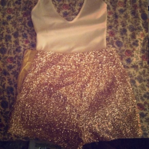 Tobi Gold Sequin Shorts