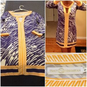 Tracy negoshian dress purple and gold