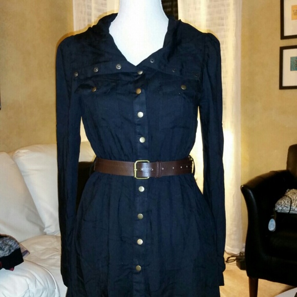 Black Button Up Dress - Picture 2 of 4