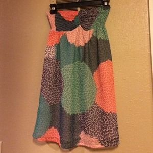 Roxy multicolored orange green teal & pink dress
