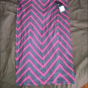 Pink and grey chevron skirt