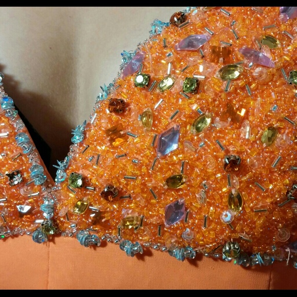 Gorgeous bright orange party dress NWT - Picture 2 of 8