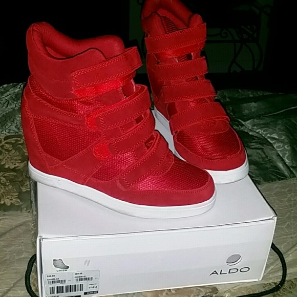 Womens red Aldo wedge shoe sz 10 - Picture 2 of 2