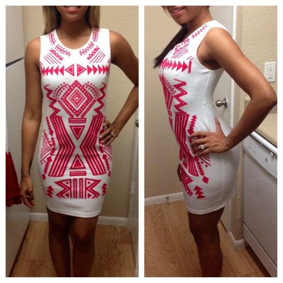 White tribal bodycon Dress