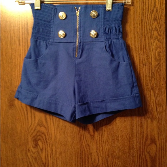 Blue high waisted shorts