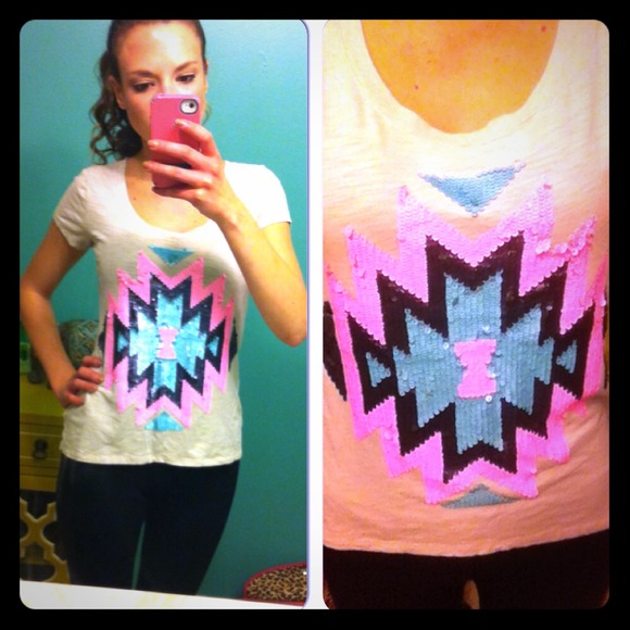 Aztec sequin graphic tee