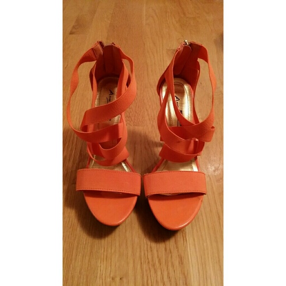 Cute orange wooden heels