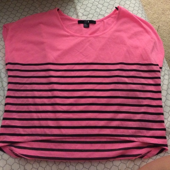 Pink striped f21 crop top
