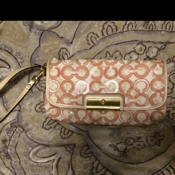 Coach signature clutch with sequins