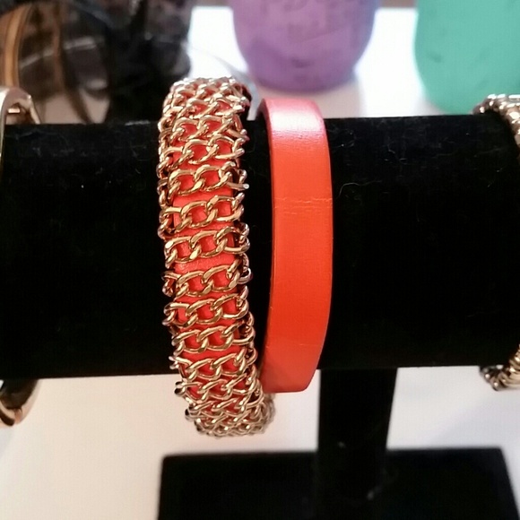 Orange leather wrap bracelet - Picture 1 of 2