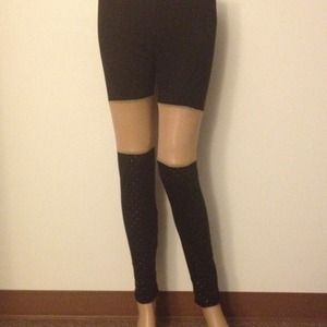 Black & Mesh Sparkle Leggings (NWOT)