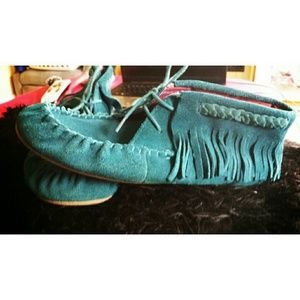 Turquoise moccasins