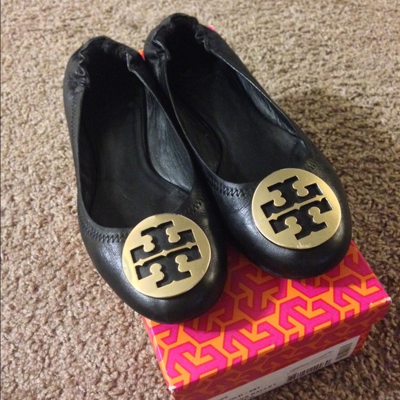 Tory Burch Shoes - Tory Burch Black/Gold Revas, used, size 8.5