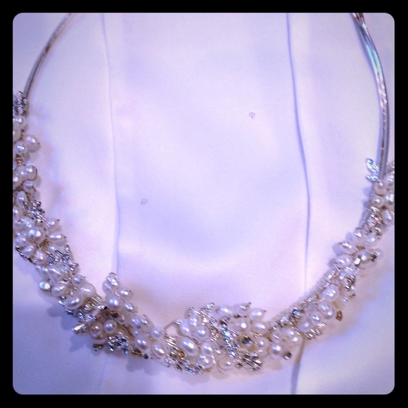 Pearl and Crystal Wedding Headband; worn once.