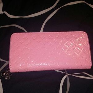 Pink l v in- spired wallet