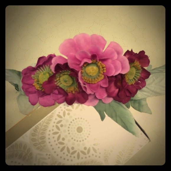 Pink Floral Elastic headband - Picture 1 of 4