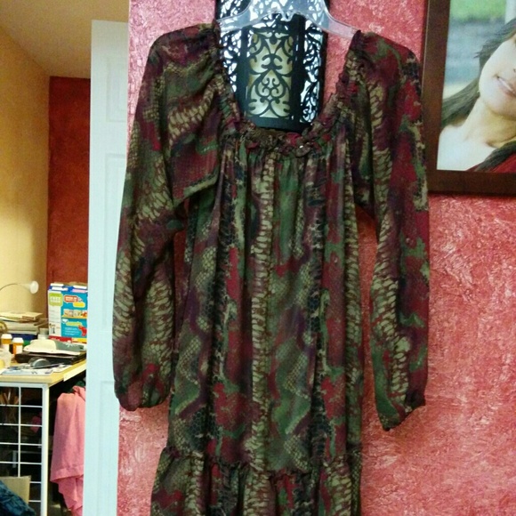 Off the shoulder snake pattern Dress - Picture 2 of 2