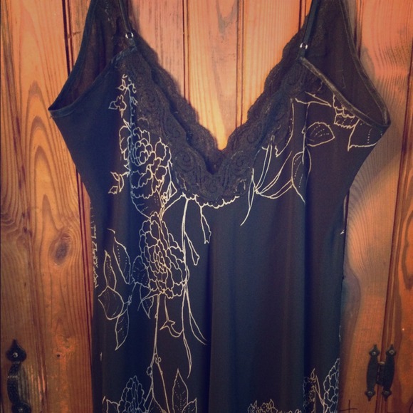 Long black flowered dress!