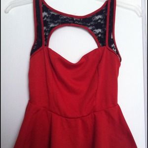 Red/Burnt Orange Sleeveless Peplum Top