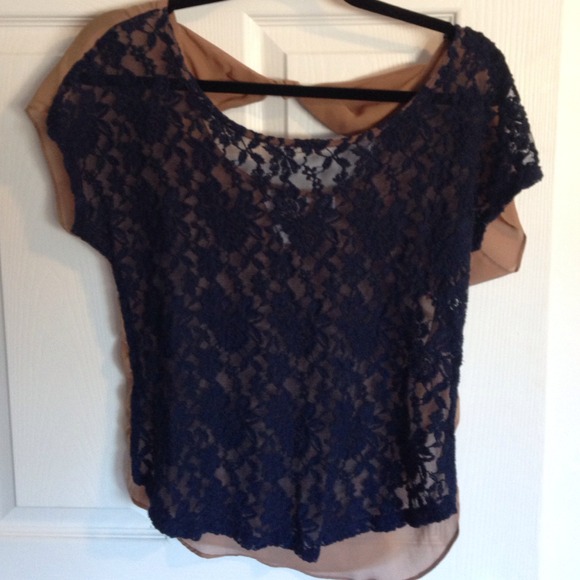 Lace navy top - Picture 1 of 3