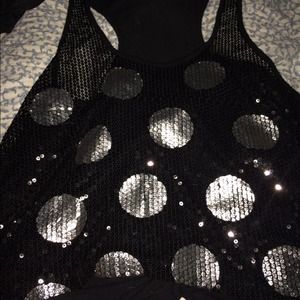 See thru. polka dot tanktop!