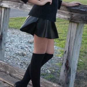 Black leather mini skirt