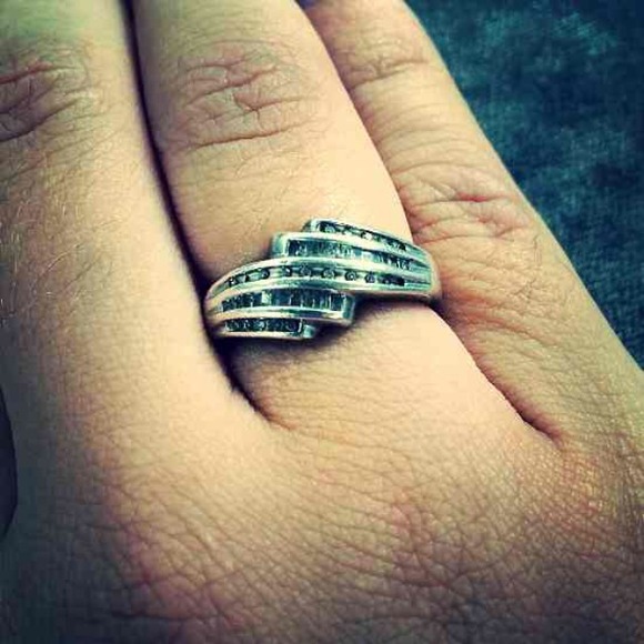 Real silver and crystal ring