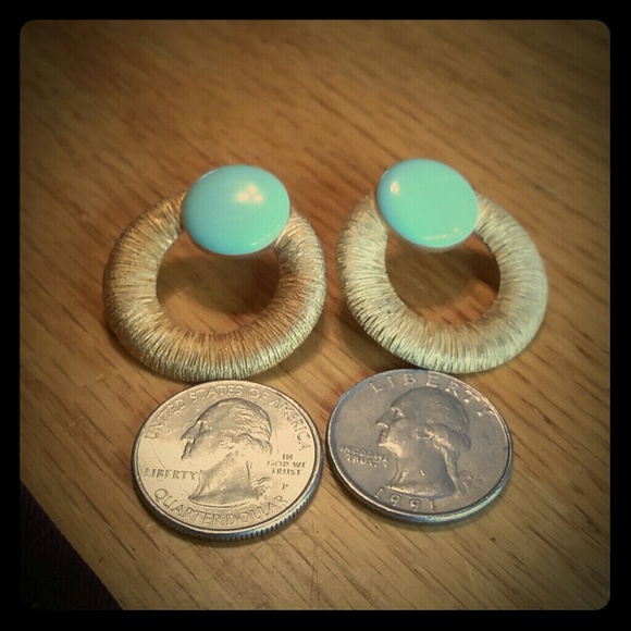 Pastel teal and gold earrings