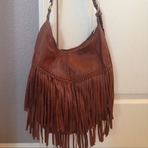 Brown fringe bag