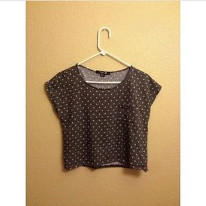 Grey and Beige Polka-Dotted Crop Top
