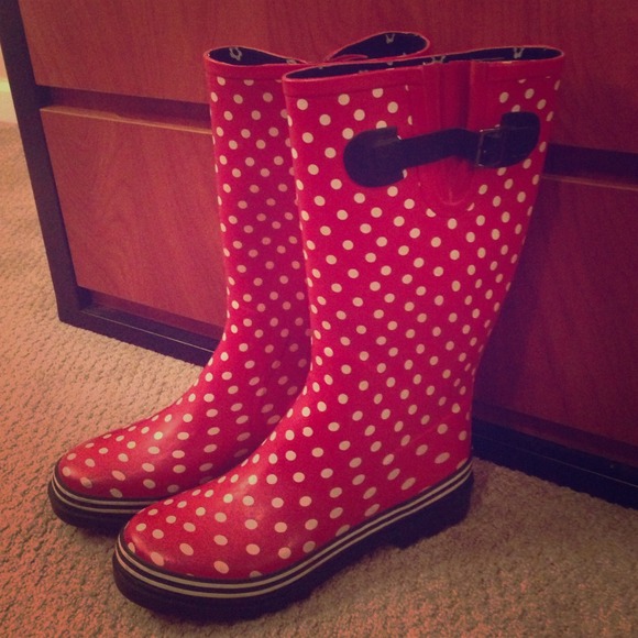 **PRICE REDUCED** Red & white polka dot rain boots