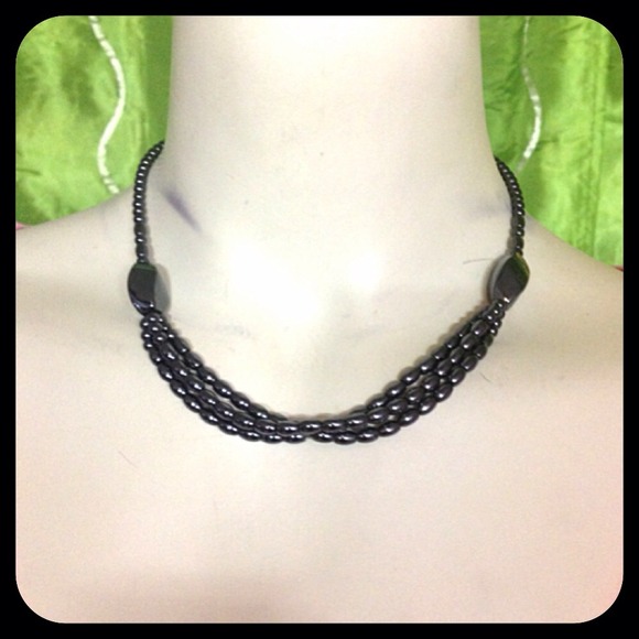 NWOT hematite rope necklace