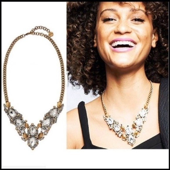 Statement necklace metal & crystals gold crystals - Picture 2 of 2